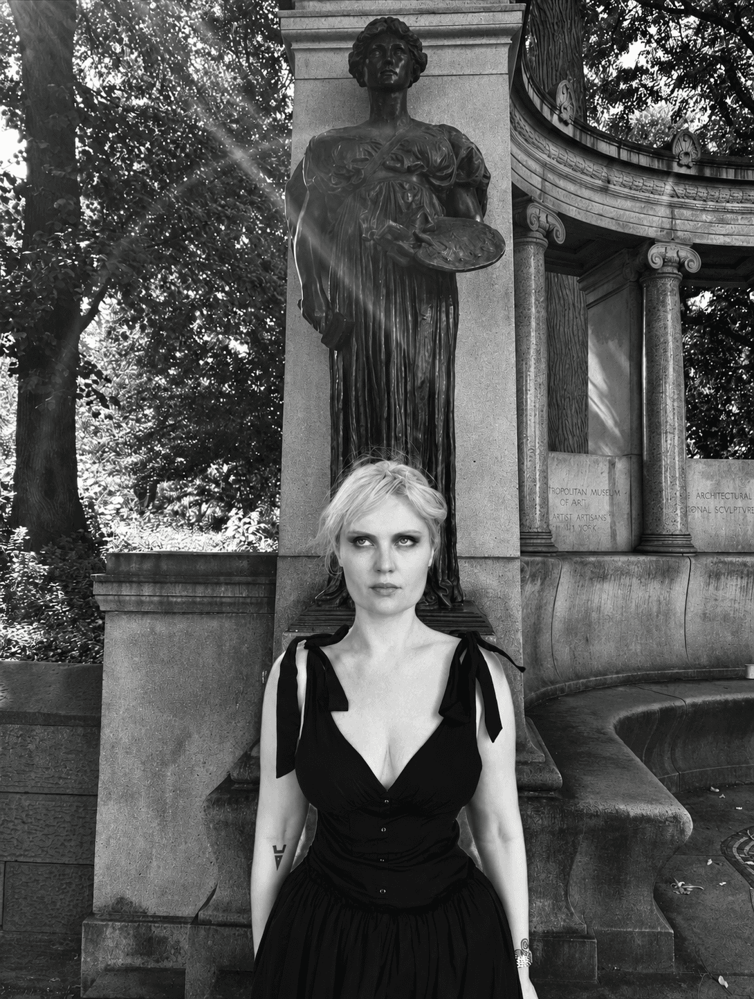 Black-and-white portrait of Anna Bee